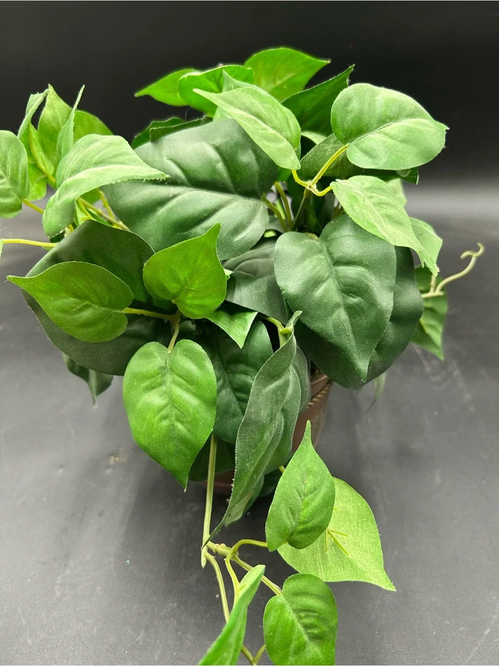 Decorative Green Faux Pothos in brass Planter with rope design